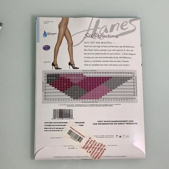 VGT Hanes Silk Reflections Silk Sheer control top sheer toe Panties SZ CD NWT - Picture 5 of 9